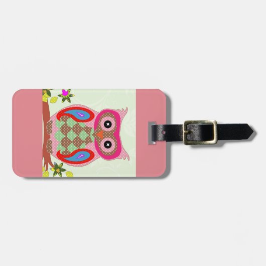 Cute owl bagagelabel (Voorkant horizontaal)
