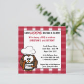 Cute Owl Barbecue Picnic Birthday Party Invitation Kaart (Staand voorkant)