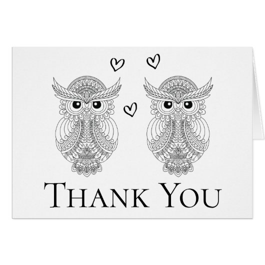 Cute Owl Bedankt Folk Art Native Wedding Party (Voorkant Horizontaal)
