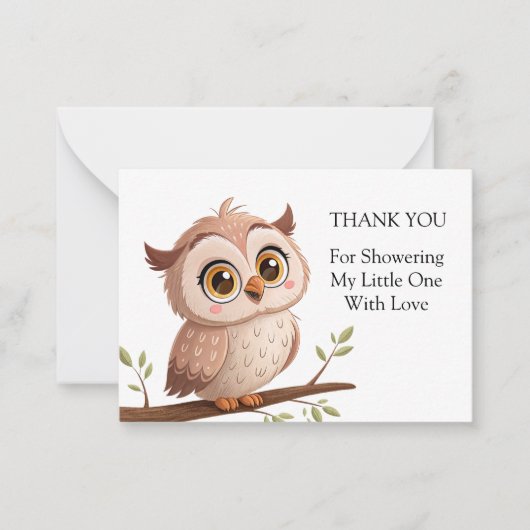 Cute Owl Bedankt Notitiekaartje (Voorkant)