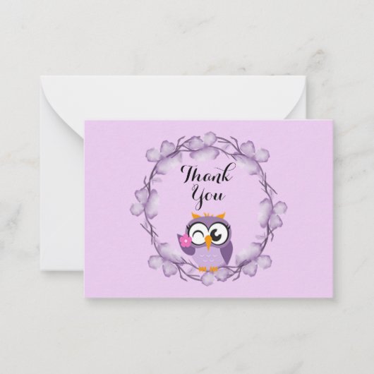 Cute Owl Bedankt  Notitiekaartje (Voorkant)