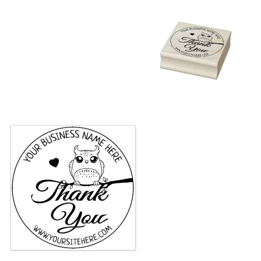 Cute Owl Bedankt Rubberstempel (Gestempeld)