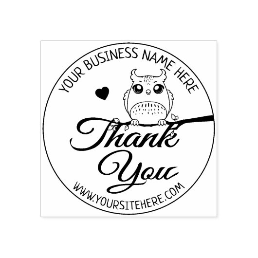 Cute Owl Bedankt Rubberstempel (Afrduk)