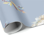 Cute Owl beige and blue Grey background Cadeaupapier (Rol Hoek)