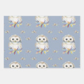 Cute Owl beige and blue waterverf Inpakpapier Vel (Voorkant 3)
