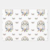 Cute Owl beige and blue waterverf Inpakpapier Vel (Voorkant)