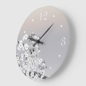 Cute Owl Beige Taupe White Numbers Grote Klok (Hoek)