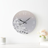 Cute Owl Beige Taupe White Numbers Grote Klok (Huis)