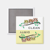 Cute Owl Bird Animal Natuur Clean Dirty Dishwasmac Magneet (Voorkant / Achterkant)