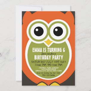 Cute Owl Bird Birthday Invitation Kaart for Kids