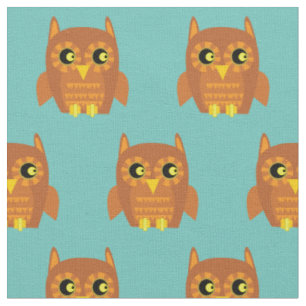 Cute Owl Bird Kind Baby Nursery blauwgroen Stof