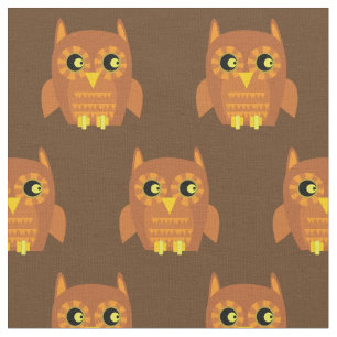 Cute Owl Bird Kind Baby Nursery Brown Stof