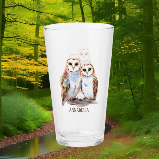 Cute owl bird lovers add text glas