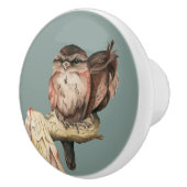 Cute Owl Birds Waterverf Portret Keramische Knop (Rechts)