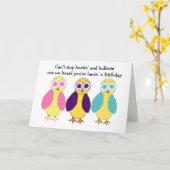 Cute Owl Birthday Greeting Kaart (Gele Bloem)