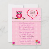 Cute Owl Birthday Invitation Kaart (Voorkant)