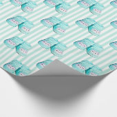 Cute Owl Blue Baby Baby shower Gift Wrap Cadeaupapier (Hoek)