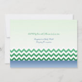 Cute Owl - Blue & Green Chevron Baby shower Kaart (Achterkant)