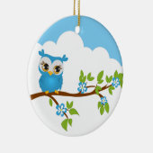 Cute Owl Boy op een Tak Ornament (Rechts)