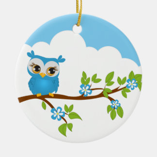 Cute Owl Boy op een Tak Ornament
