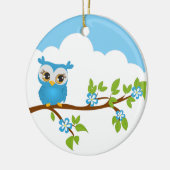 Cute Owl Boy op een Tak Ornament (Links)