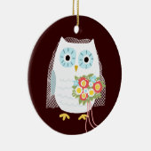 Cute Owl Bride Pas getrouwd Wedding Keepslag Custo Keramisch Ornament (Rechts)