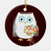 Cute Owl Bride Pas getrouwd Wedding Keepslag Custo Keramisch Ornament (Voorkant)