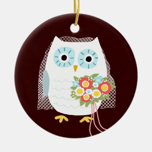 Cute Owl Bride Pas getrouwd Wedding Keepslag Custo Keramisch Ornament (Voorkant)