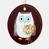 Cute Owl Bride Pas getrouwd Wedding Keepslag Custo Keramisch Ornament (Links)
