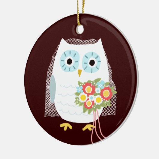 Cute Owl Bride Pas getrouwd Wedding Keepslag Custo Keramisch Ornament (Links)