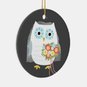 Cute Owl Bride Pas getrouwd Wedding Keepslag Custo Keramisch Ornament (Rechts)