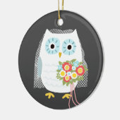 Cute Owl Bride Pas getrouwd Wedding Keepslag Custo Keramisch Ornament (Links)