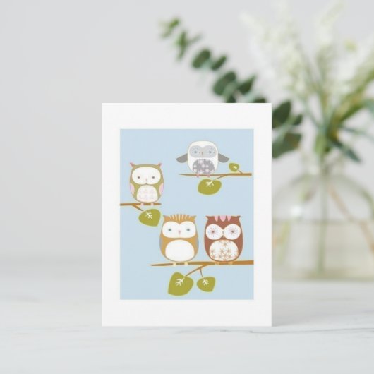 Cute owl briefkaart (Staand voorkant)