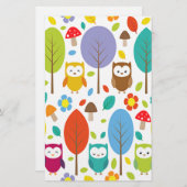 Cute Owl Briefpapier (Voorkant / Achterkant)