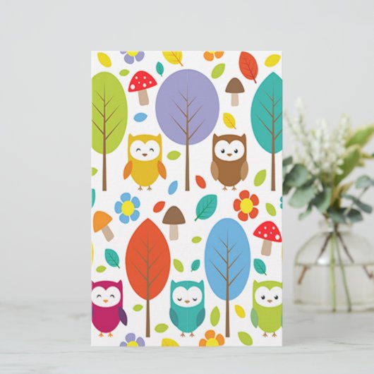 Cute Owl Briefpapier (Staand voorkant)