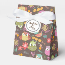 Cute Owl Brown Favor Box