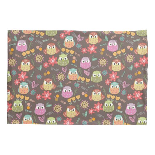 Cute Owl Brown. Kussensloop (Achterkant)