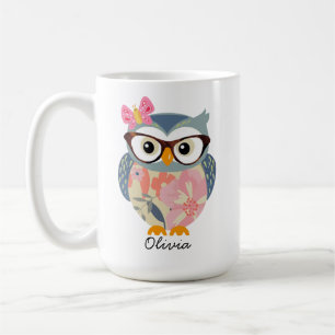 Cute Owl Butterfly Floral Koffiemok
