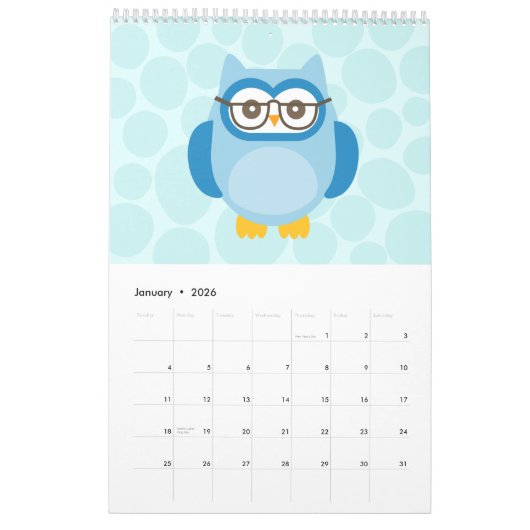 Cute Owl Calendar Kalender (Jan 2026)