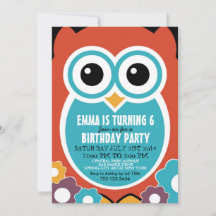 Cute Owl Cartoon Birthday Invitation Kaart voor ki