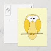 Cute Owl Cartoon. Geel. Briefkaart (Voorkant / Achterkant)