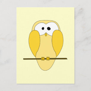 Cute Owl Cartoon. Geel. Briefkaart