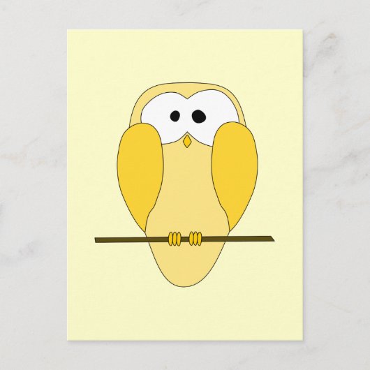 Cute Owl Cartoon. Geel. Briefkaart (Voorkant)