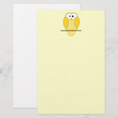Cute Owl Cartoon. Geel. Briefpapier (Voorkant / Achterkant)