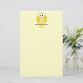 Cute Owl Cartoon. Geel. Briefpapier (Staand voorkant)