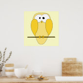 Cute Owl Cartoon. Geel. Poster (Keuken)