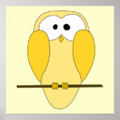 Cute Owl Cartoon. Geel. Poster (Voorkant)