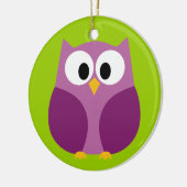 Cute Owl Cartoon - paars en groen Keramisch Ornament (Links)