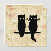 Cute Owl & Cat Feestdagenkaart (Voorkant / Achterkant)