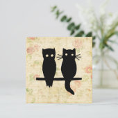 Cute Owl & Cat Feestdagenkaart (Staand voorkant)